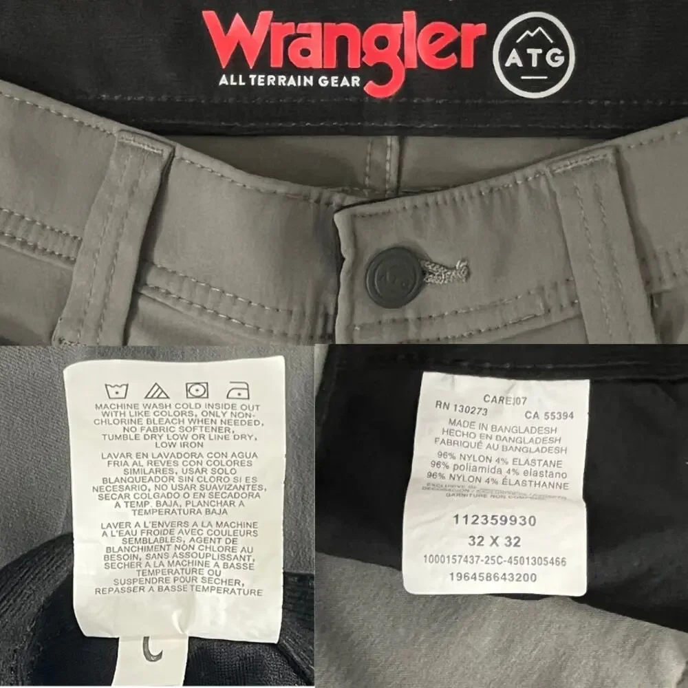 Wrangler Grey Flat Front Straight Leg Chino Casual Pants 32x32